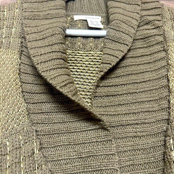 DKNY Jeans vintage XS Y2K short sleeved wool/poly blend long belted cardigan - Picture 5 of 10